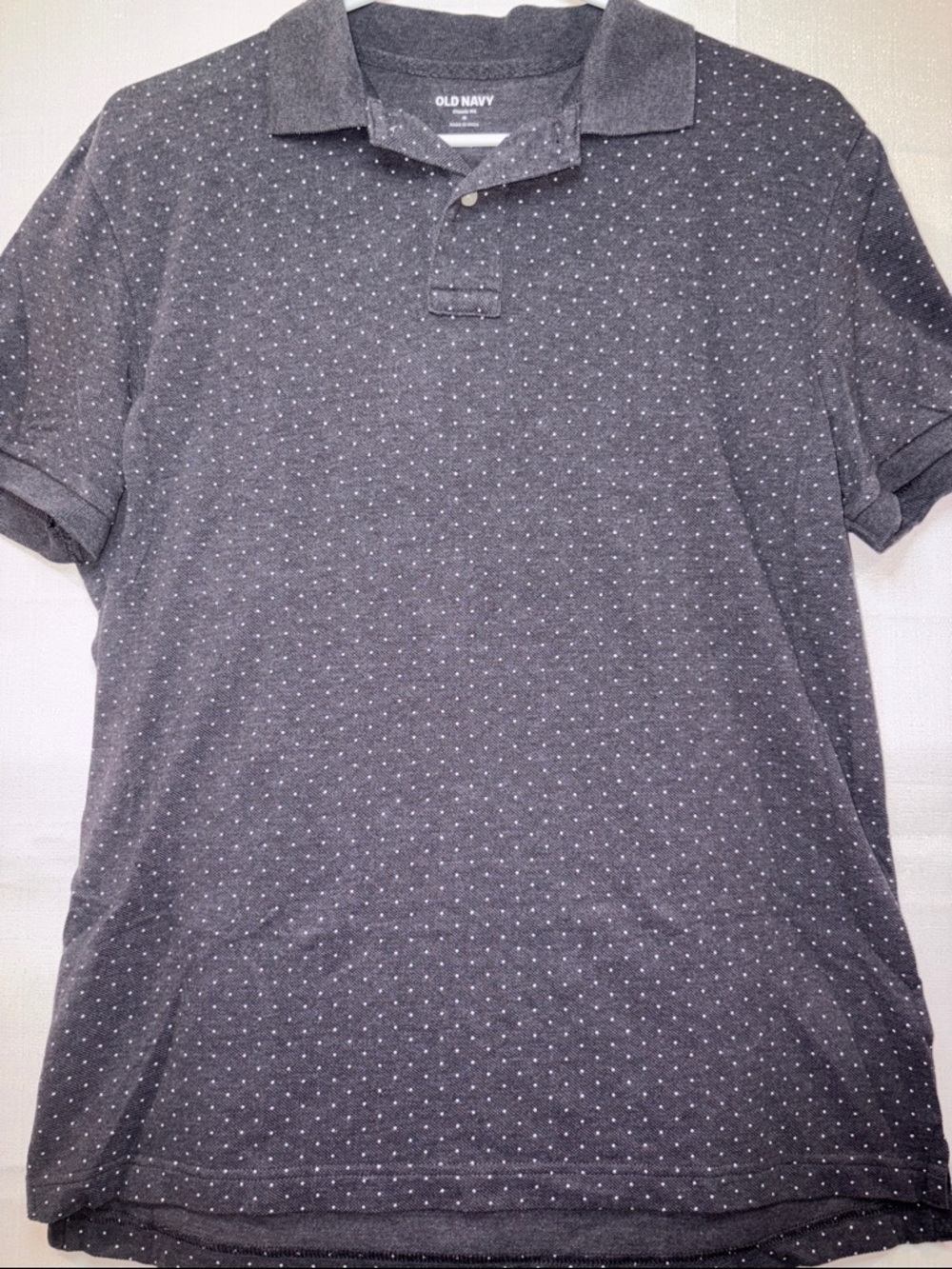 Old Navy Men's Gray Polo with Micro Dot Print #7